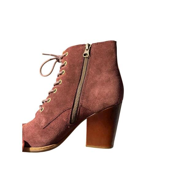 Kork Ease ELFA Burgundy Wine Merlot Suede Chunky Block Heel Lace Up Boot Size 7 - Picture 6 of 6